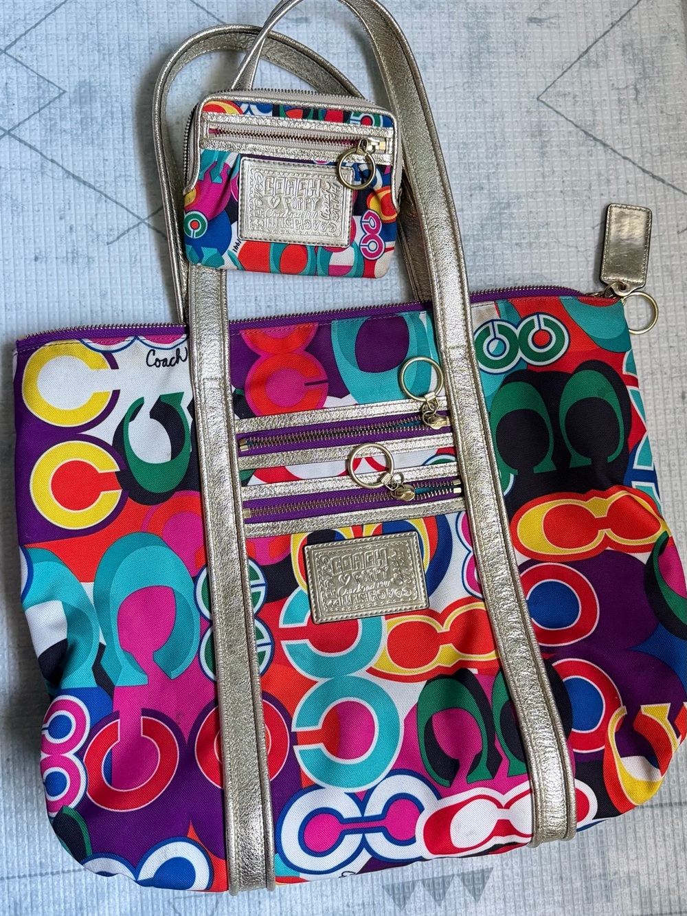 vintage Coach Poppy Pop Signature C Glam Tote